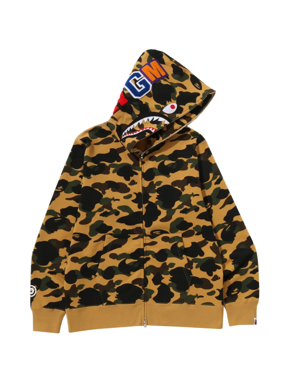 A BATHING APE® hoodie Shark con estampado militar y cierre