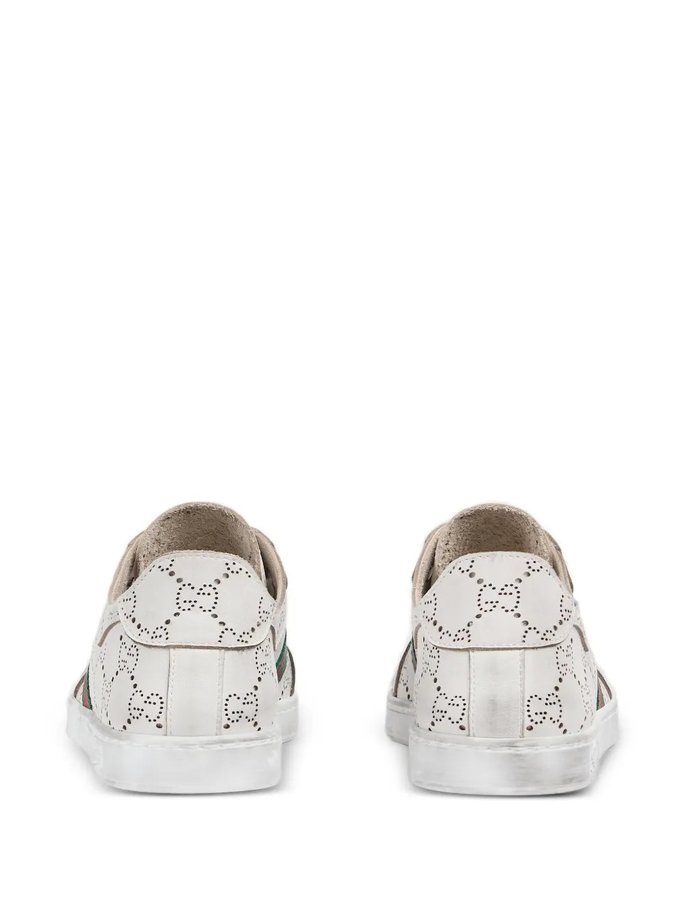 Gucci zapatillas a rayas con perforaciones GG