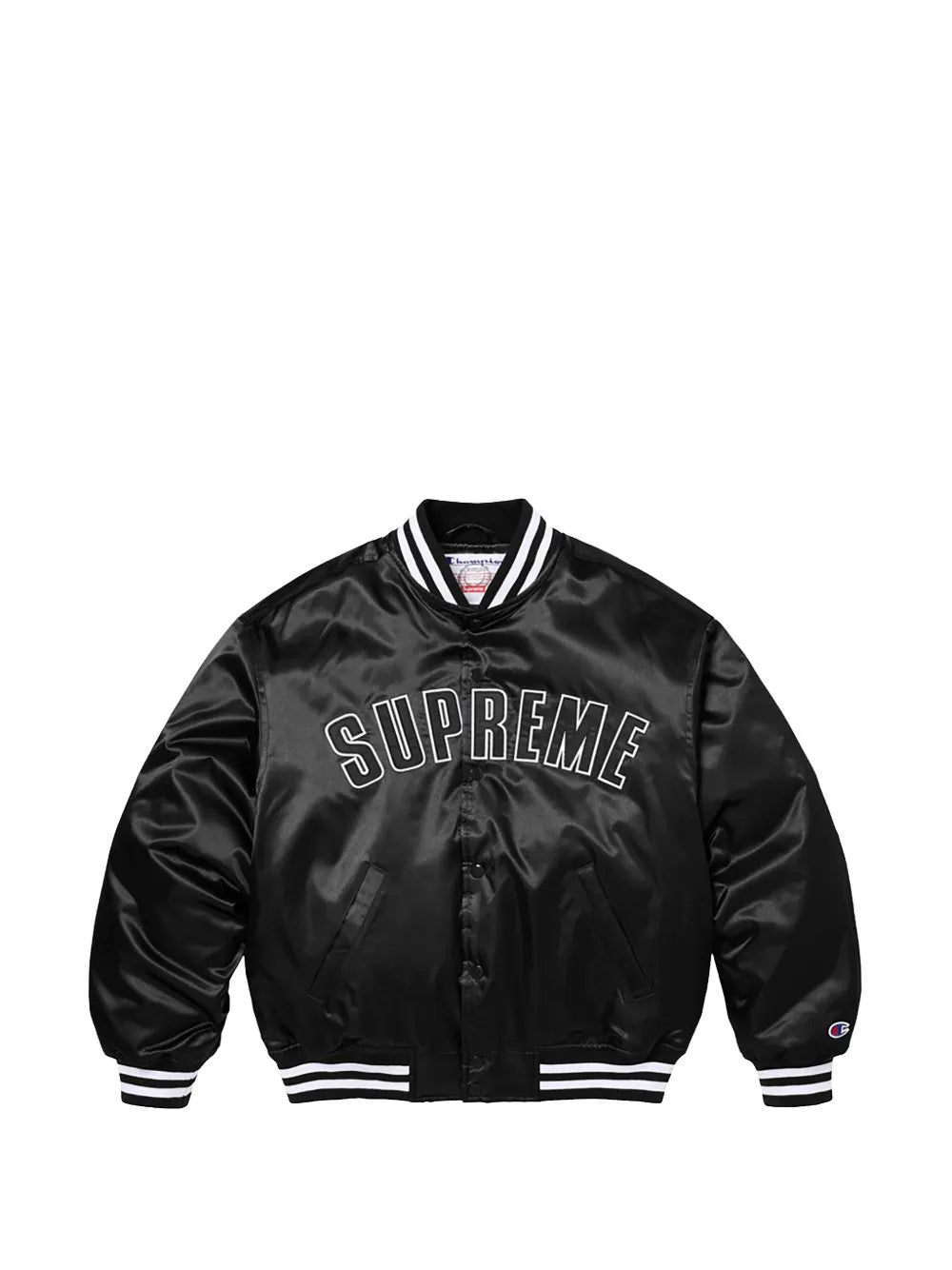 Supreme chamarra universitaria satinada en colaboración con Champion® - Negro - imagen 1