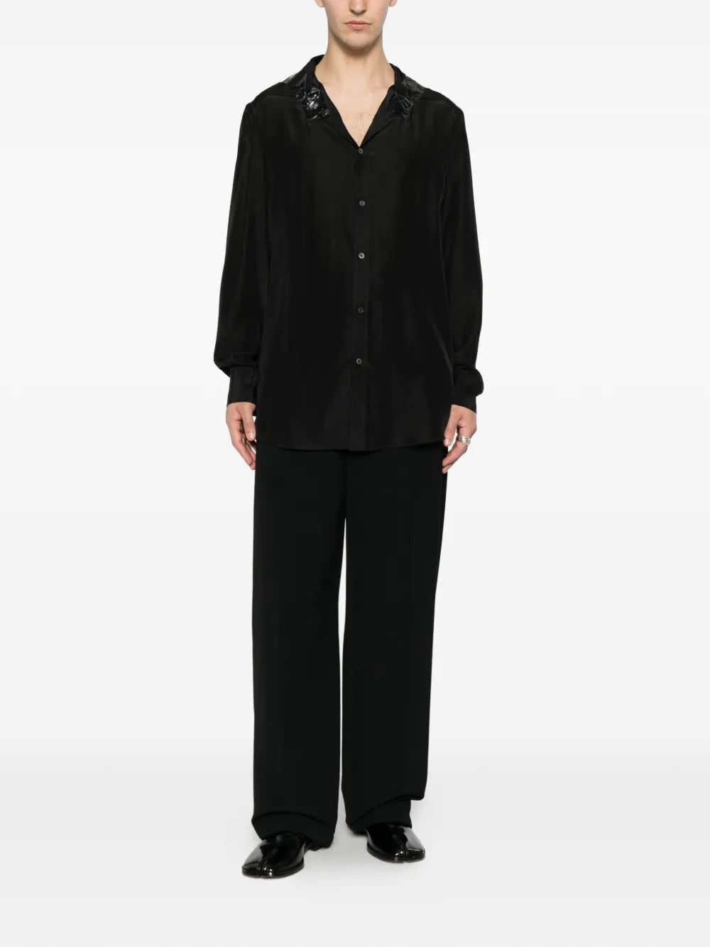 Maison Margiela camisa manga larga con detalle de moño - Negro - imagen 2