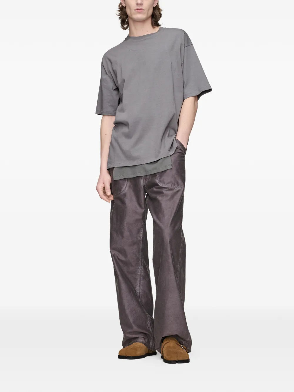 Maison Margiela playera con doble capa - Gris - imagen 2