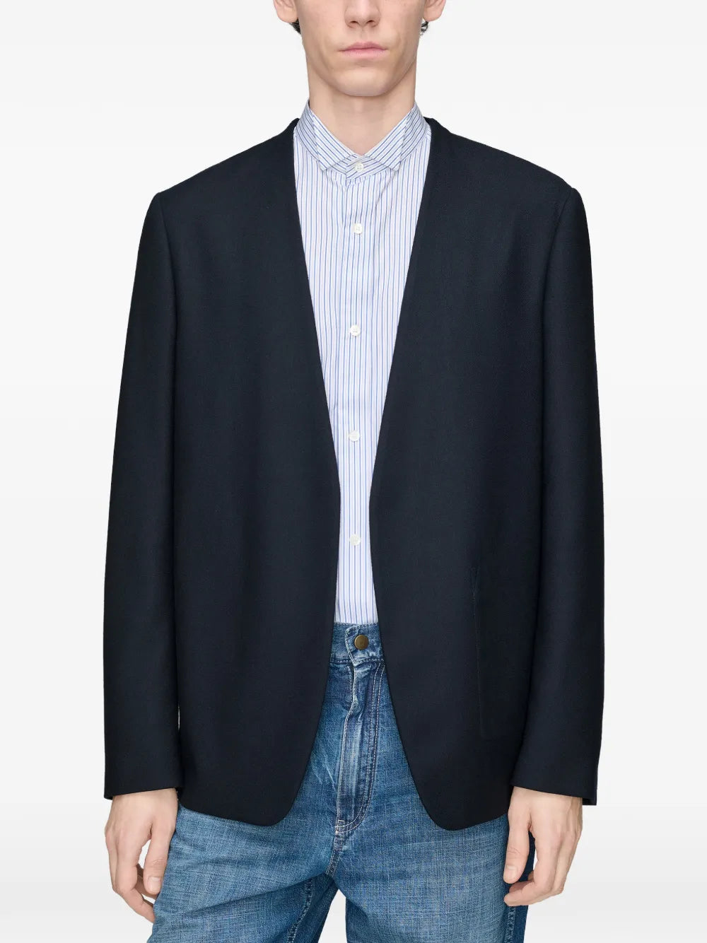 Maison Margiela chamarra sin cuello - Azul - imagen 3