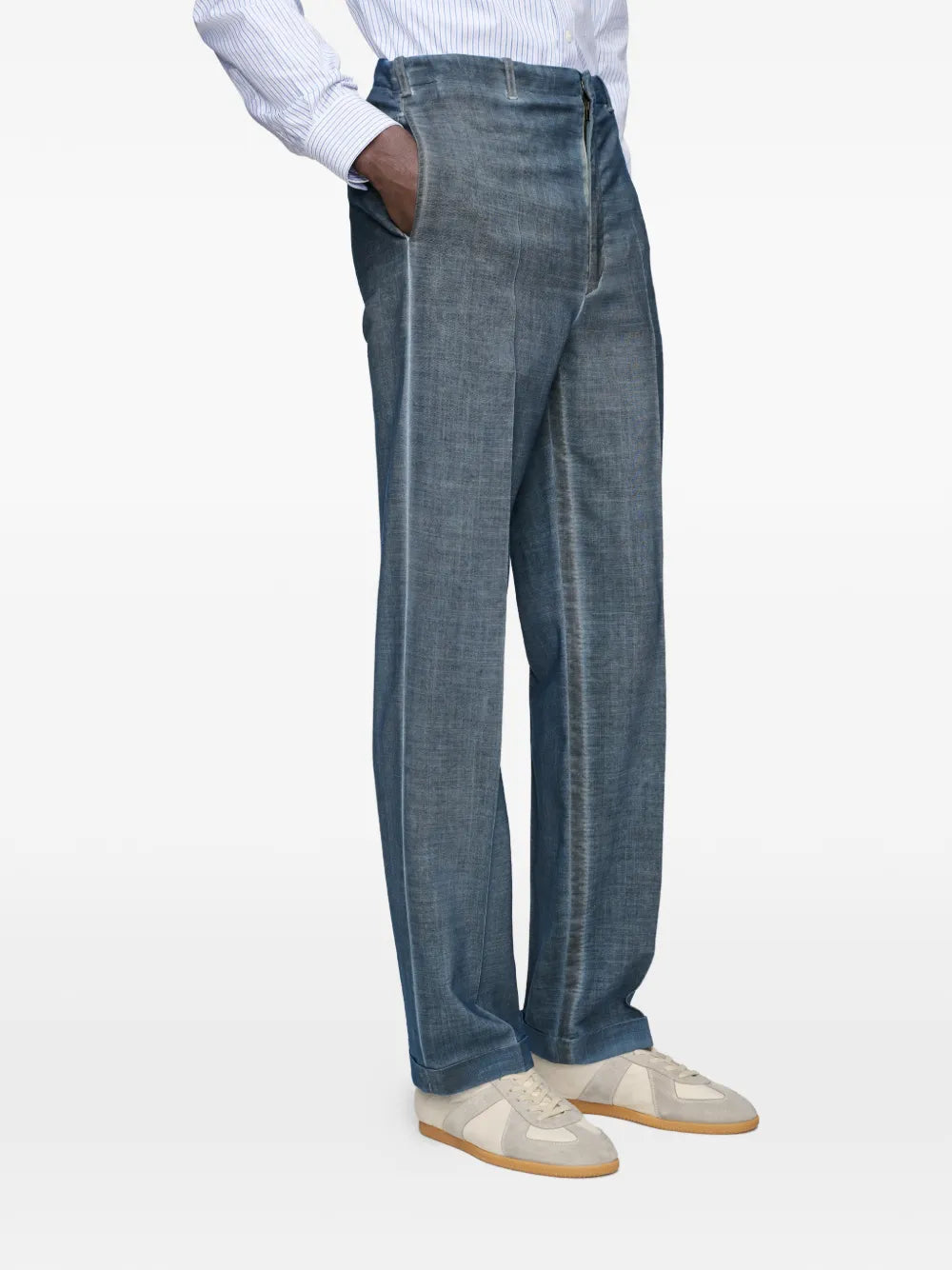 Maison Margiela pantalones con doble efecto teñido - Azul - imagen 4