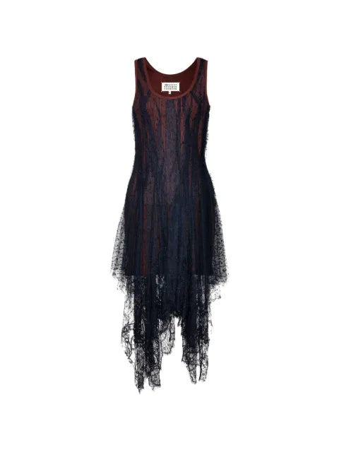 Maison Margiela vestido con capa de encaje - imagen 1