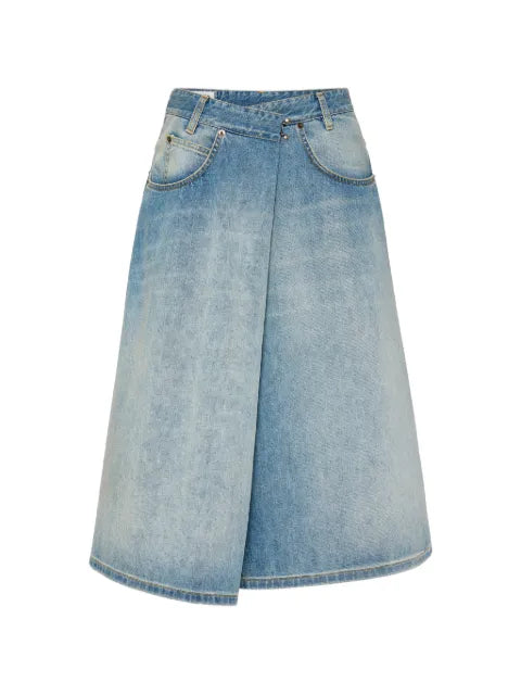 Maison Margiela falda midi de mezclilla con diseño cruzado - imagen 1