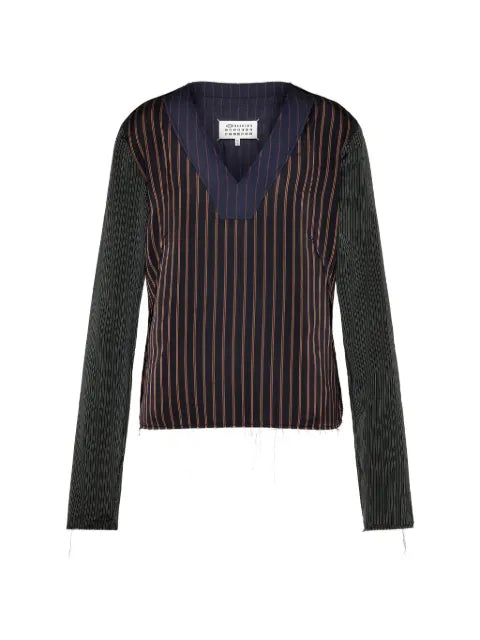 Maison Margiela top con motivo de rayas diplomáticas y diseño patchwork - imagen 1