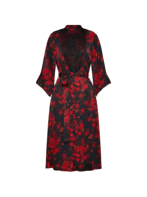 Maison Margiela vestido midi con cinturón y estampado floral - imagen 1