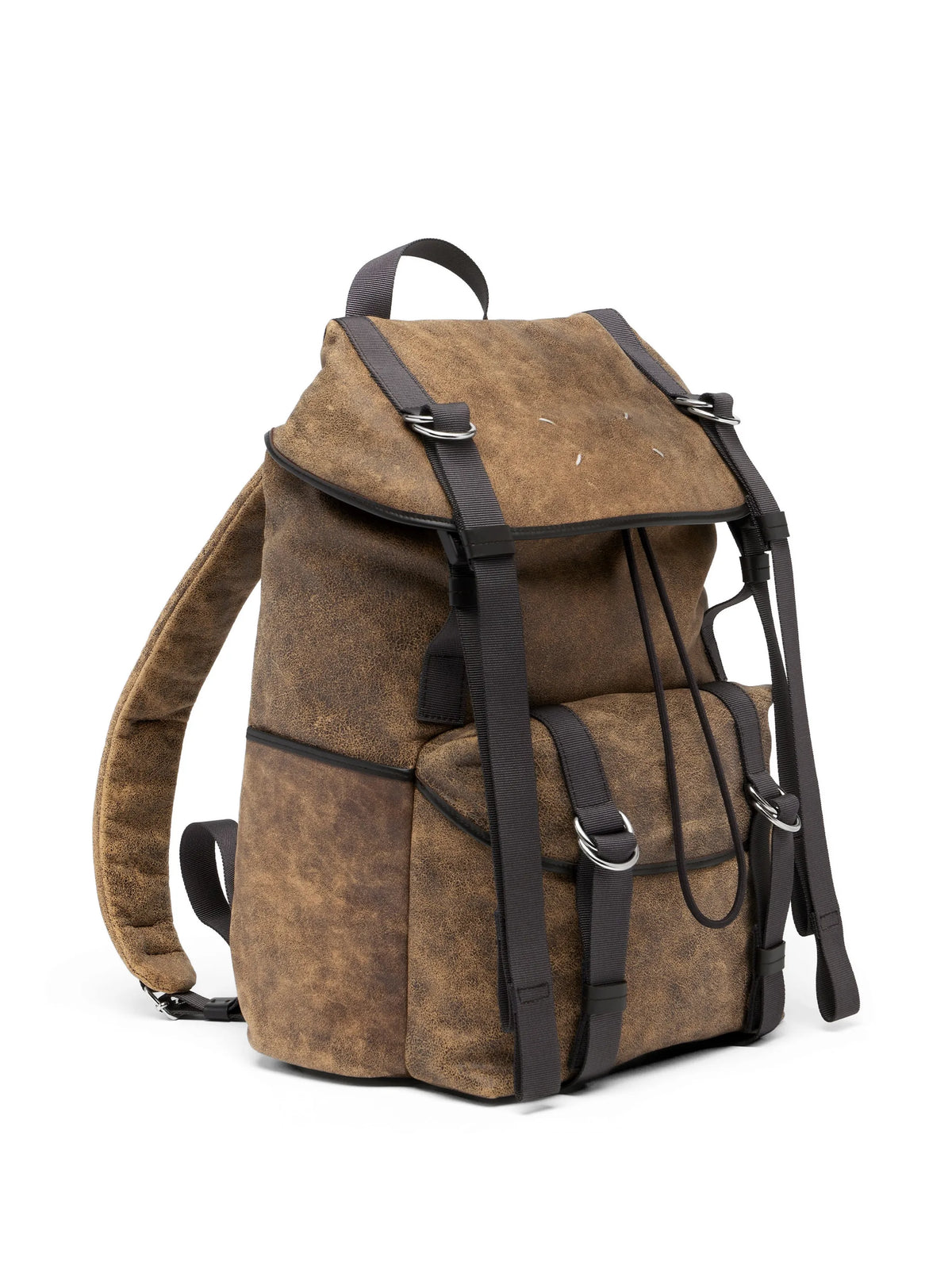 Maison Margiela mochila con efecto agrietado - Marrón - imagen 4