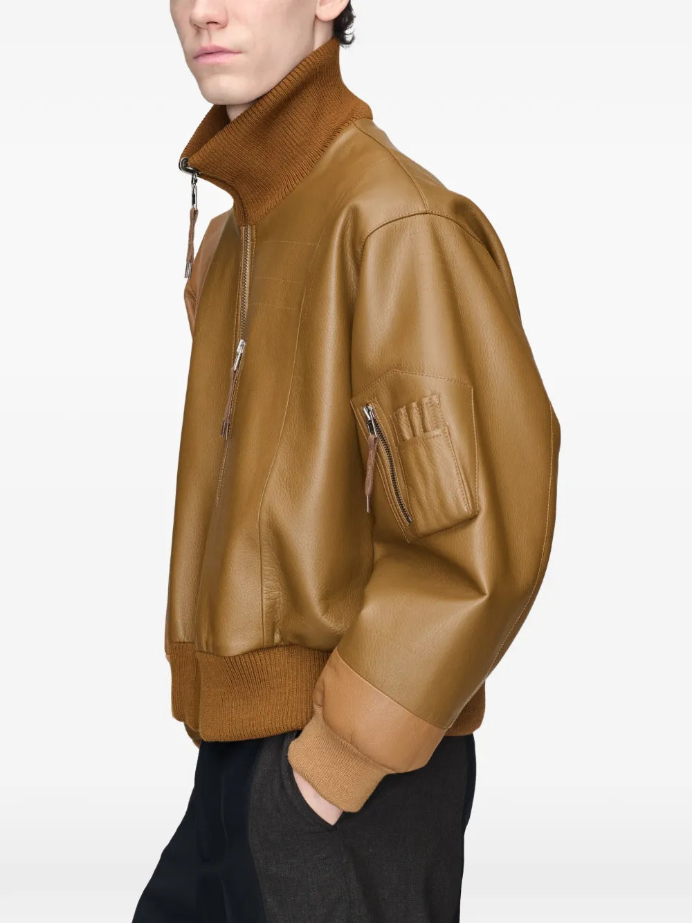 Maison Margiela chamarra bomber de piel - Marrón - imagen 4