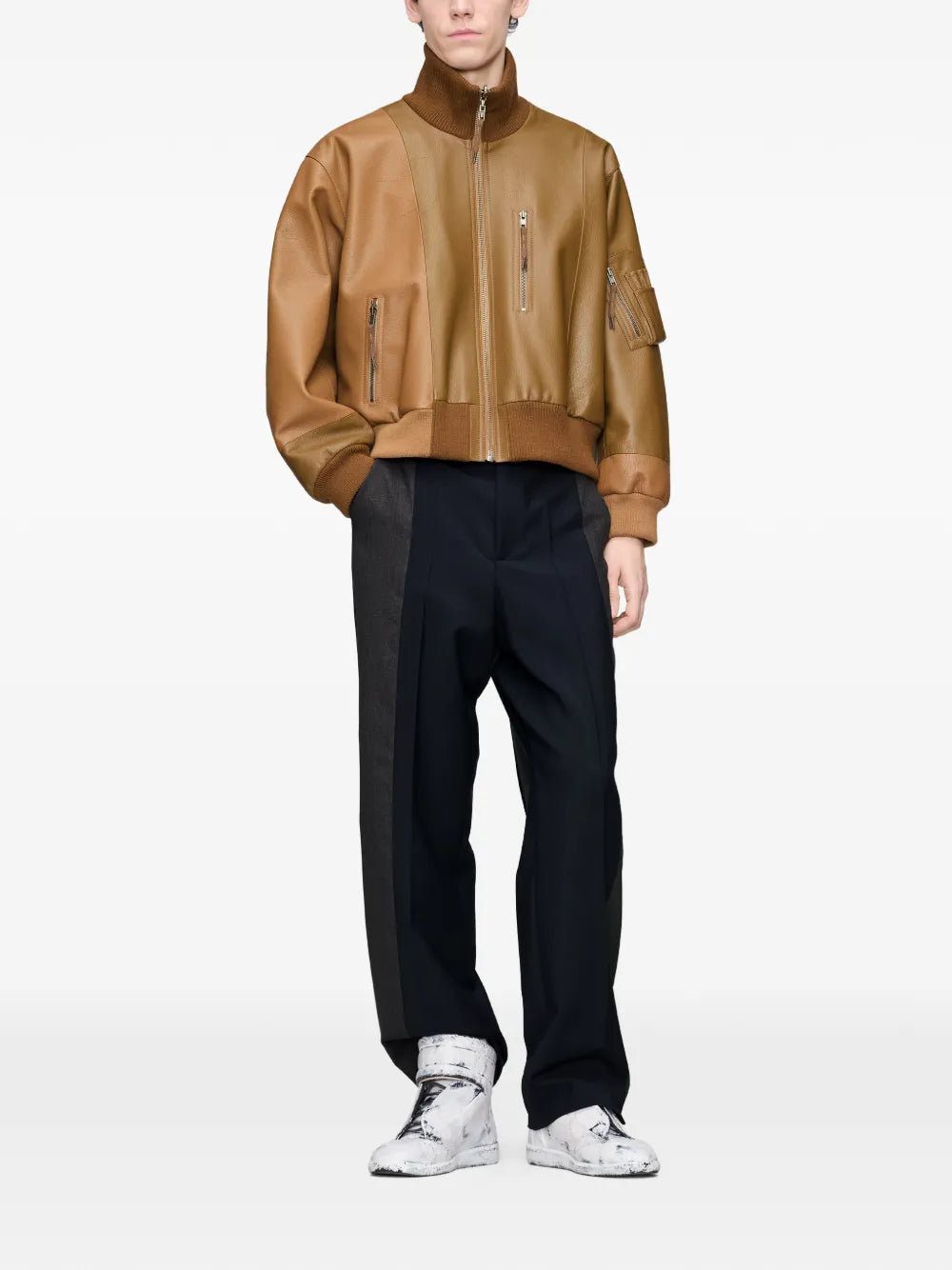 Maison Margiela chamarra bomber de piel - Marrón - imagen 2