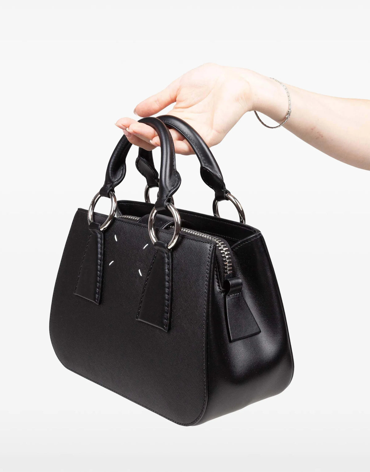 Maison Margiela tote Four Stitch de piel - Negro - imagen 2