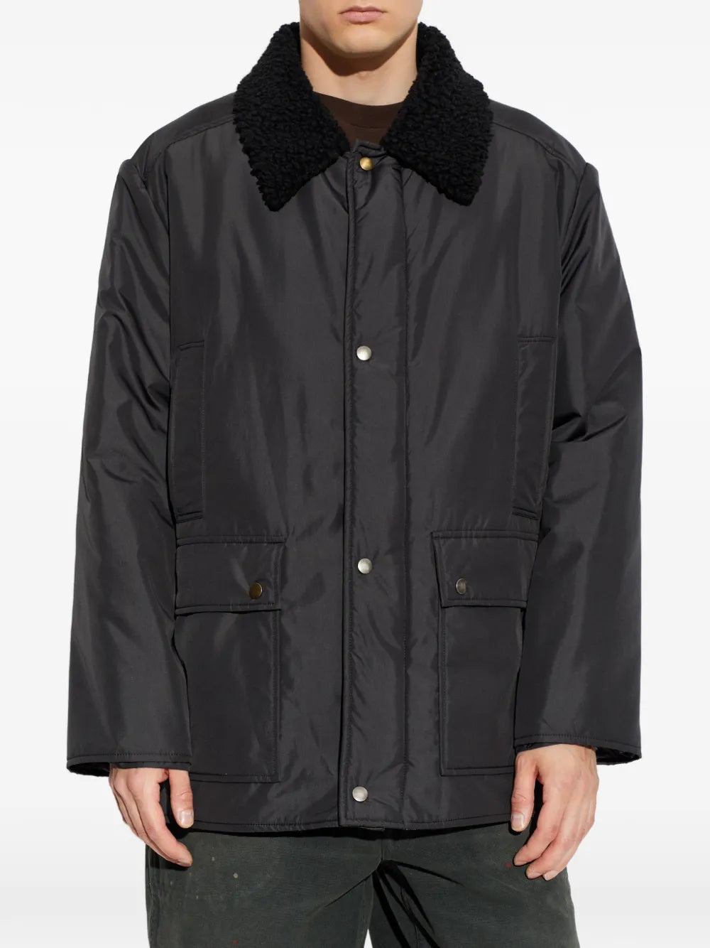 Maison Margiela chamarra con cuello texturizado y botones a presión - Negro - imagen 3