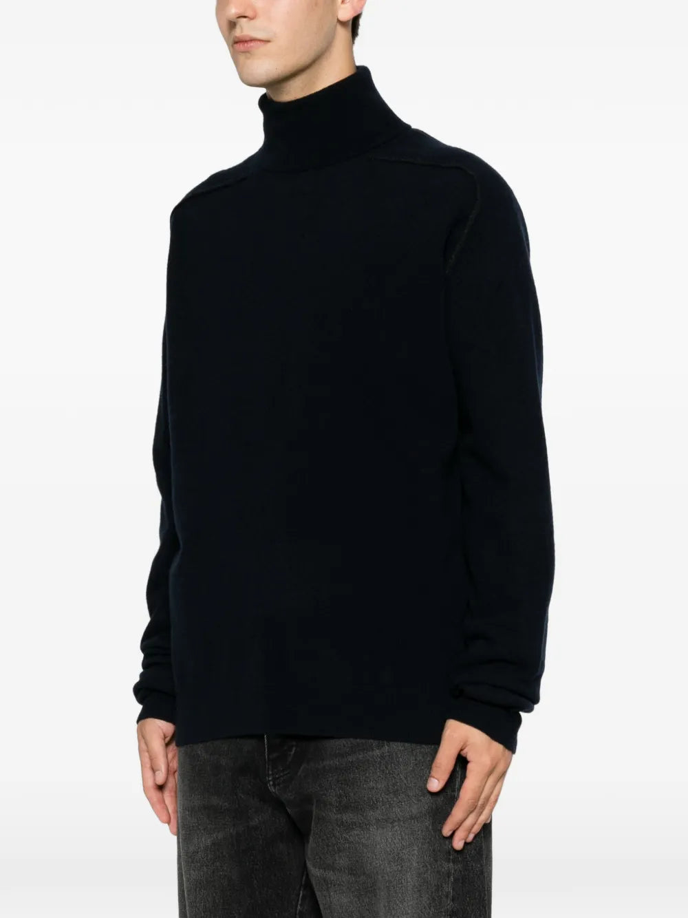 Maison Margiela suéter con bordes sin rematar y cuello alto - Azul - imagen 3
