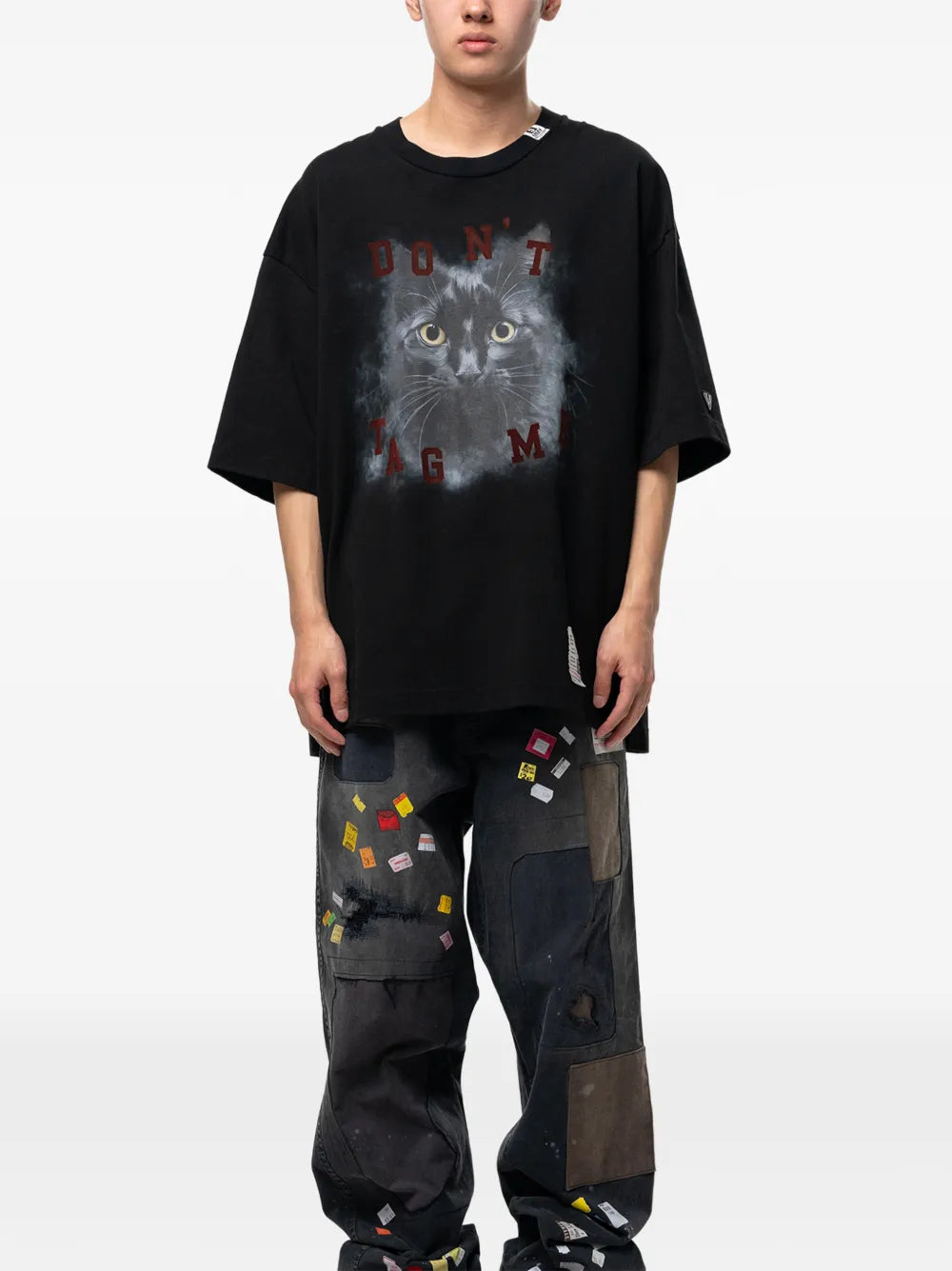 Maison MIHARA YASUHIRO playera con gato estampado - negro