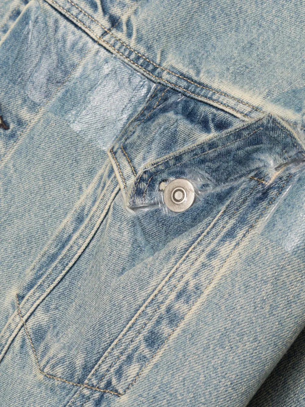 Maison Margiela chamarra de mezclilla con franja - Azul - imagen 4