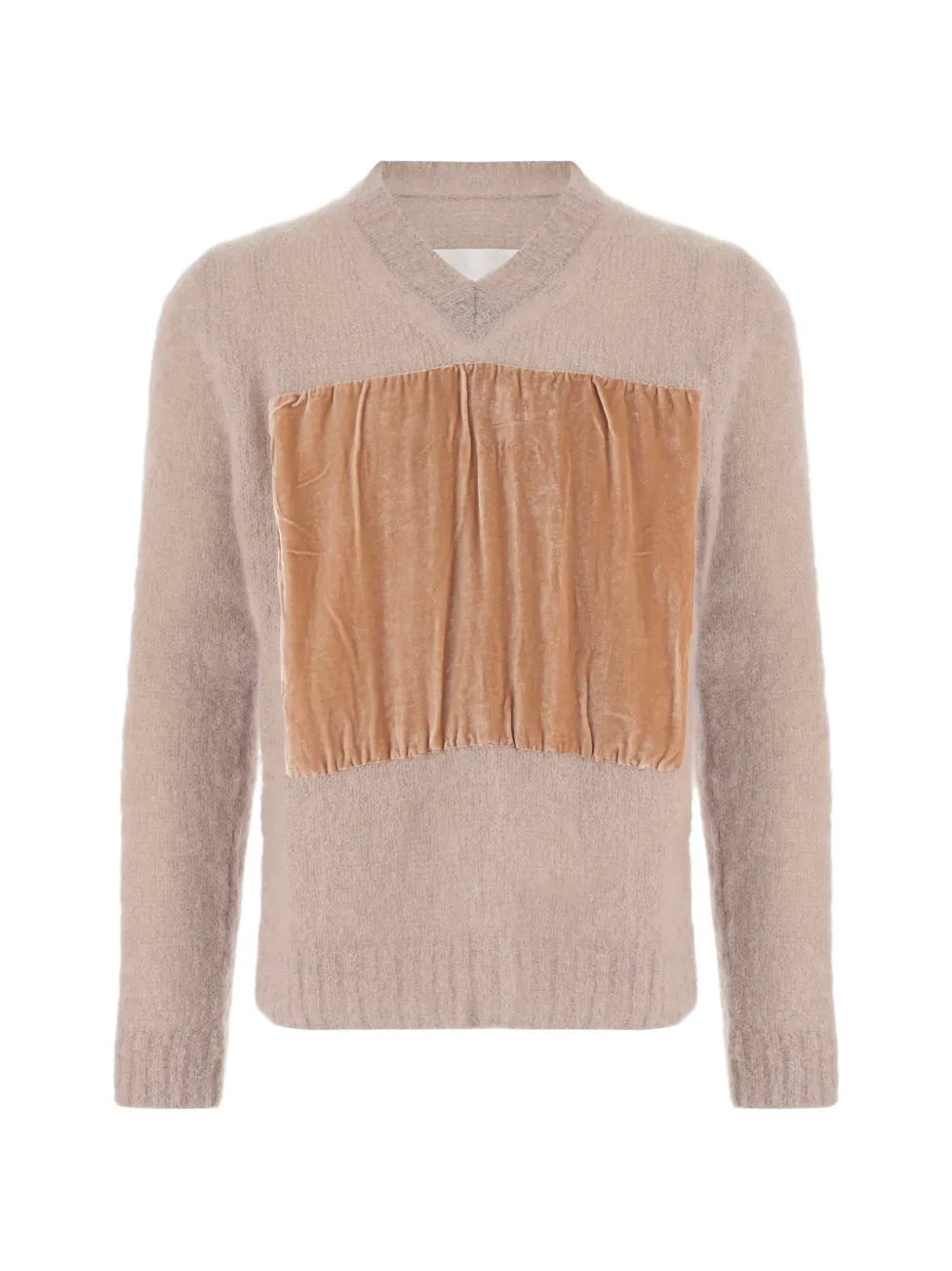 Maison Margiela suéter con paneles de terciopelo y cuello en V - Neutro - imagen 1