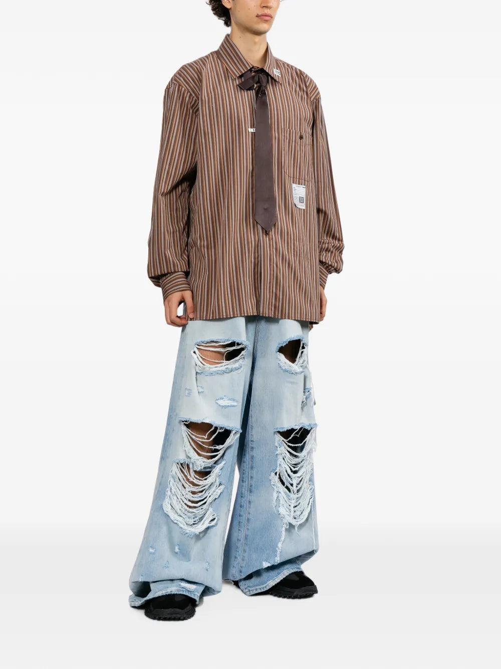 Maison MIHARA YASUHIRO camisa con rayas verticales - marrón