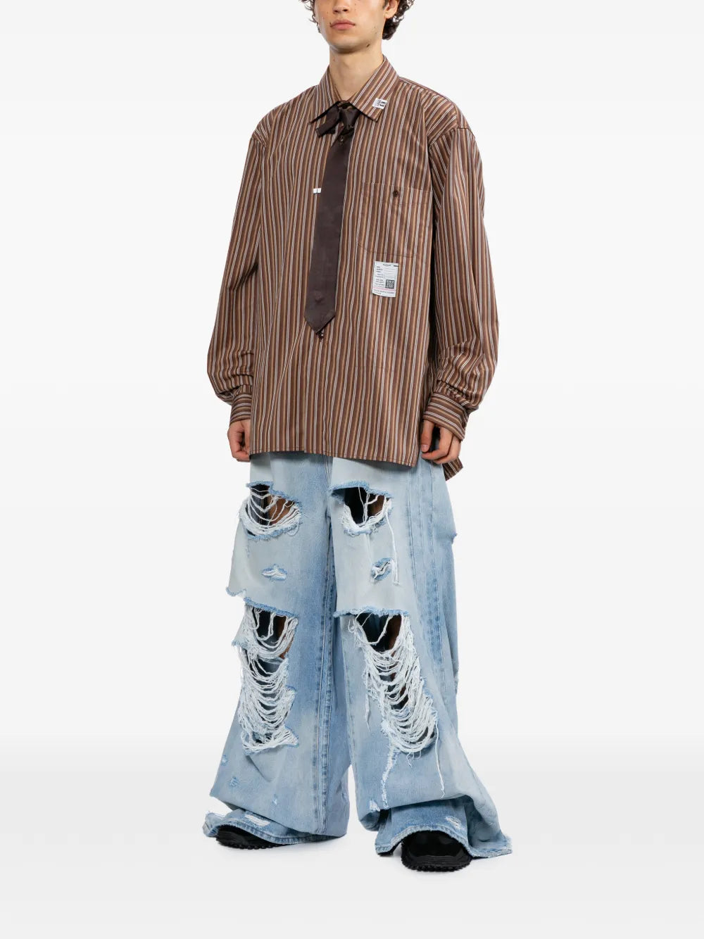 Maison MIHARA YASUHIRO camisa con rayas verticales - marrón