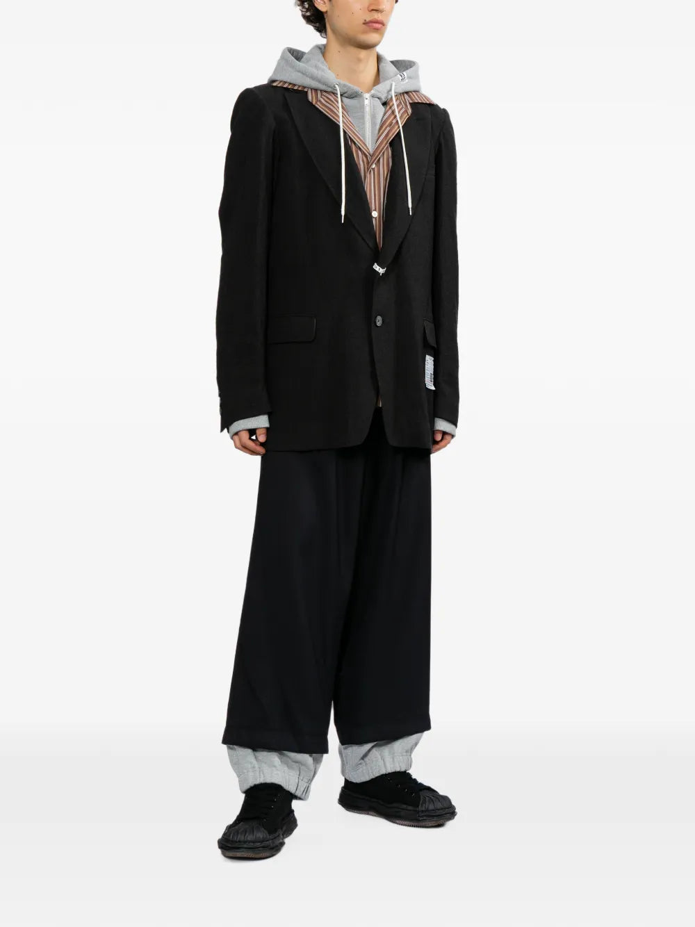 Maison MIHARA YASUHIRO pantalones anchos a capas - negro