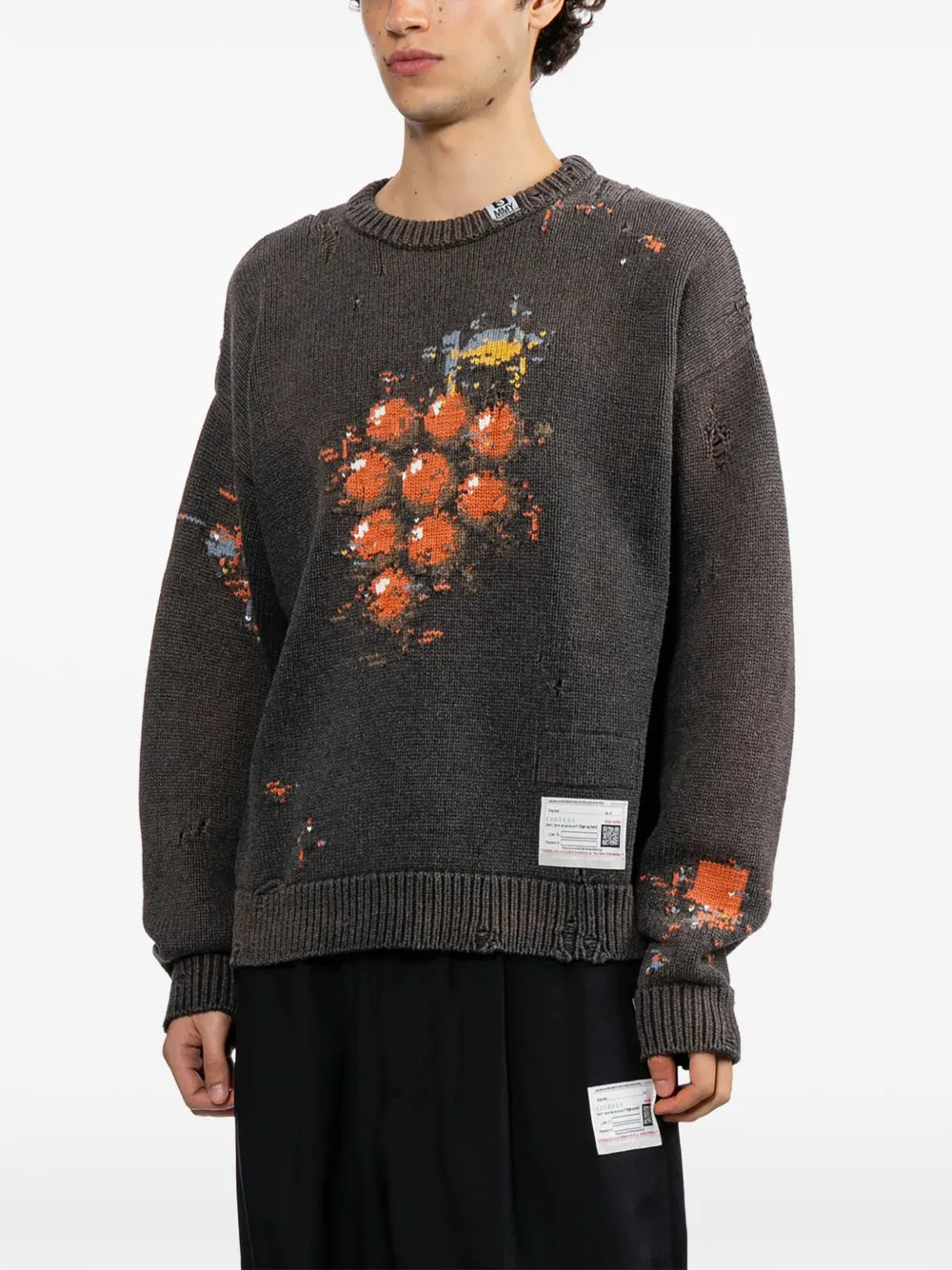 Maison MIHARA YASUHIRO suéter tejido en intarsia - gris