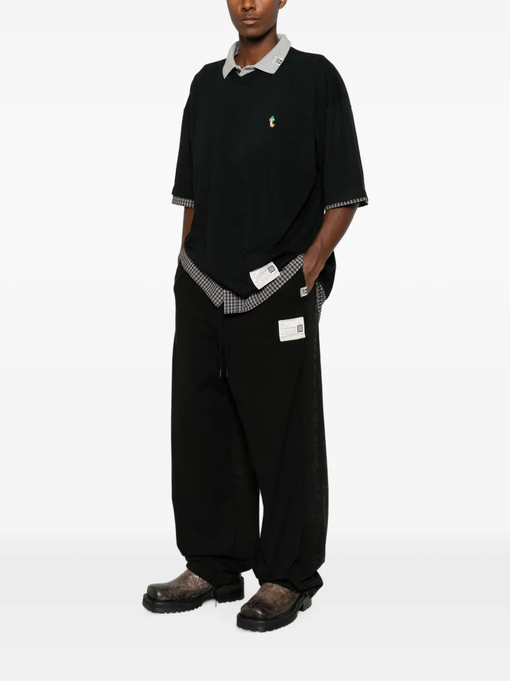Maison MIHARA YASUHIRO pants con parche del logo - negro