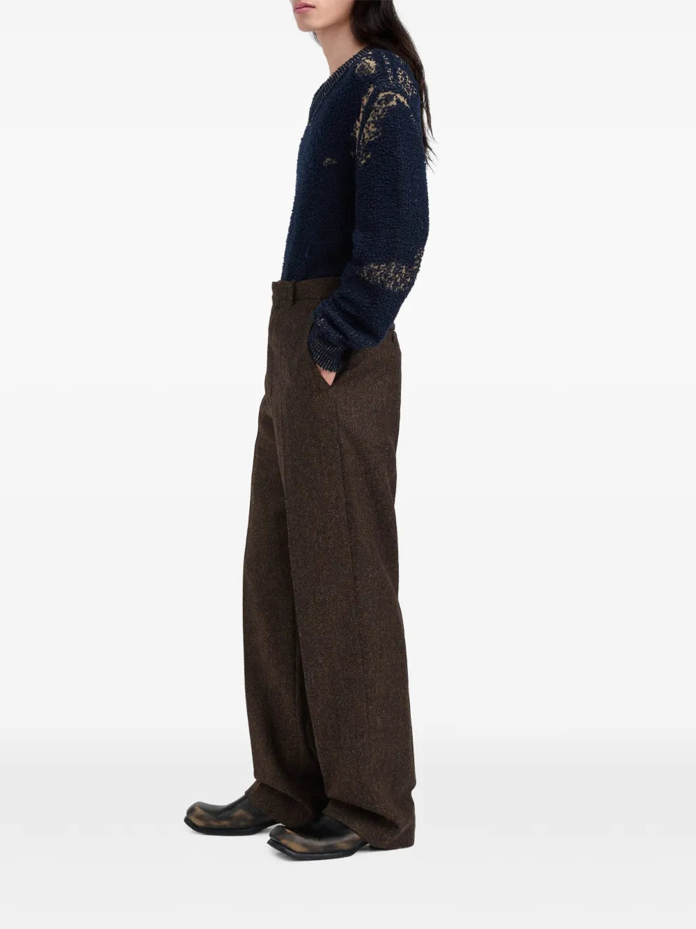 Maison Margiela pantalones con estampado de espiga - Marrón - imagen 3
