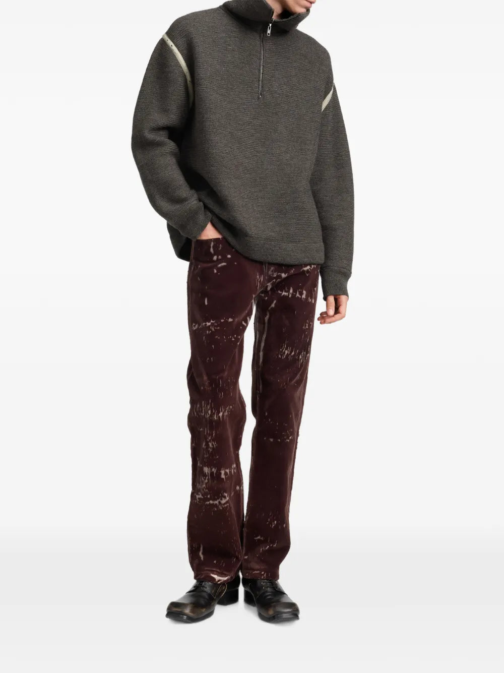 Maison Margiela suéter con parche en los codos - Gris - imagen 2