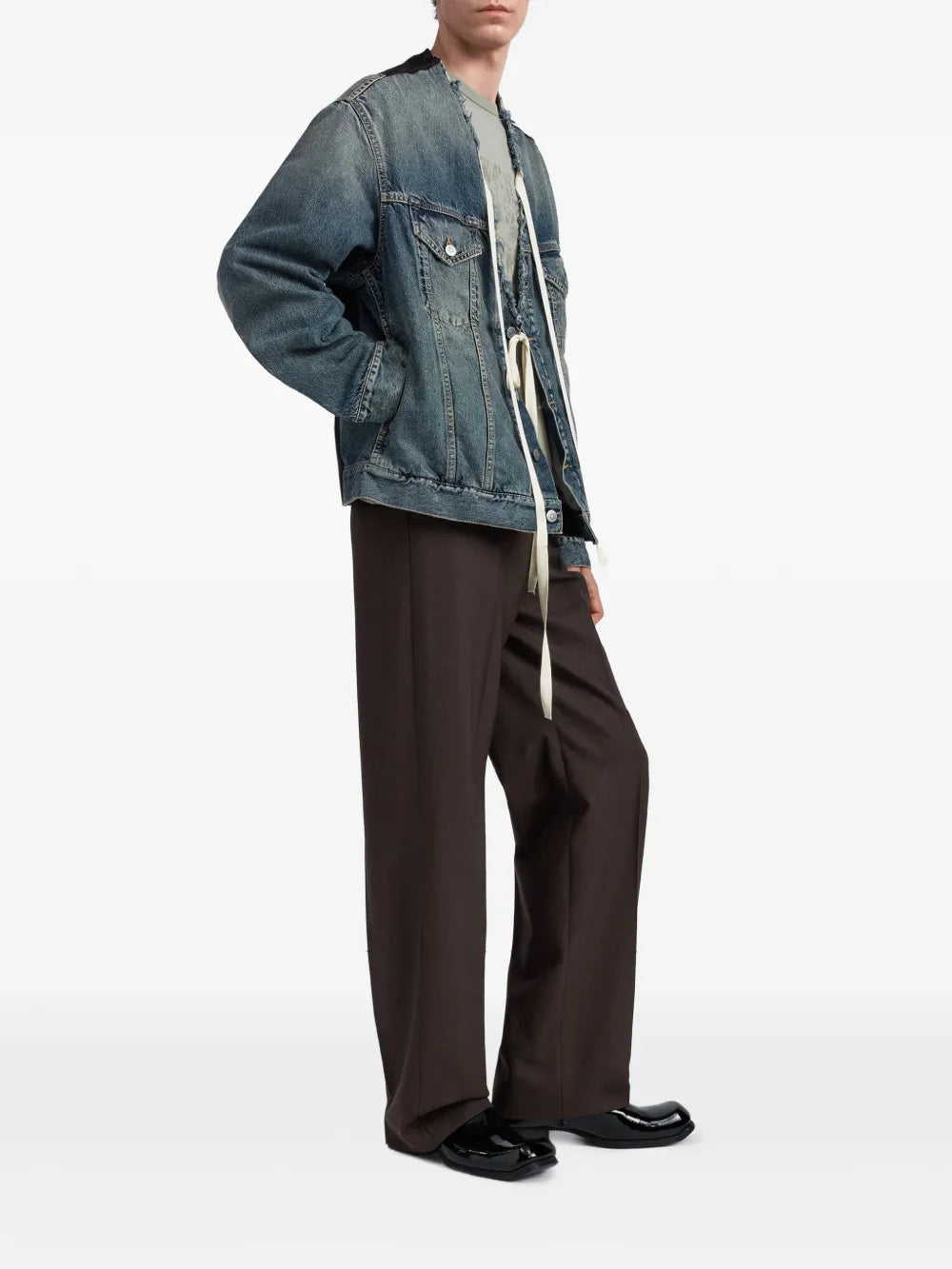 Maison Margiela chamarra de mezclilla con doble material - Azul - imagen 3