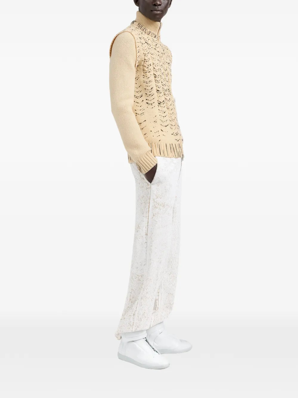 Maison Margiela cárdigan con estampado de tinta y cierre - Neutro - imagen 3