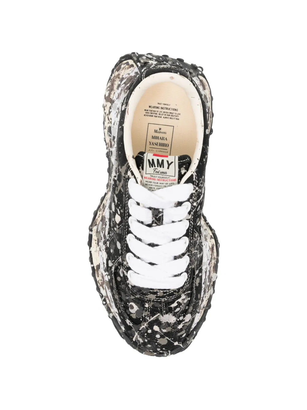 Maison MIHARA YASUHIRO tenis con salpicaduras de pintura estampadas - negro