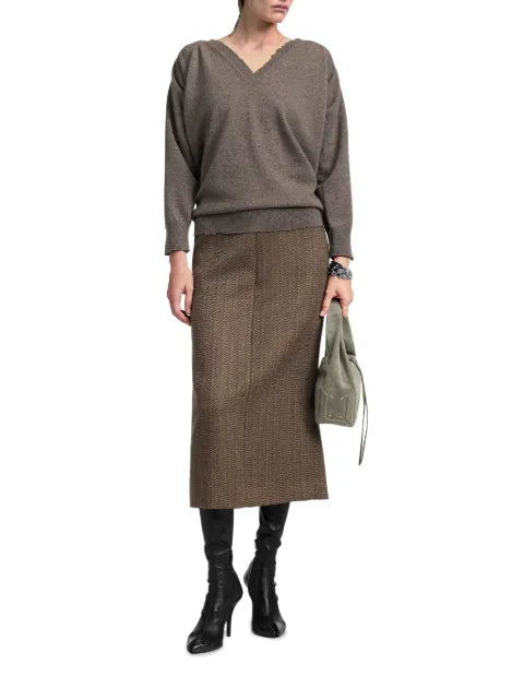 Maison Margiela suéter tejido con efecto envejecido y cuello en V - imagen 2