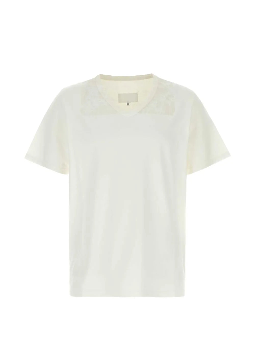 Maison Margiela playera con panel de encaje y cuello en V - Neutro - imagen 1