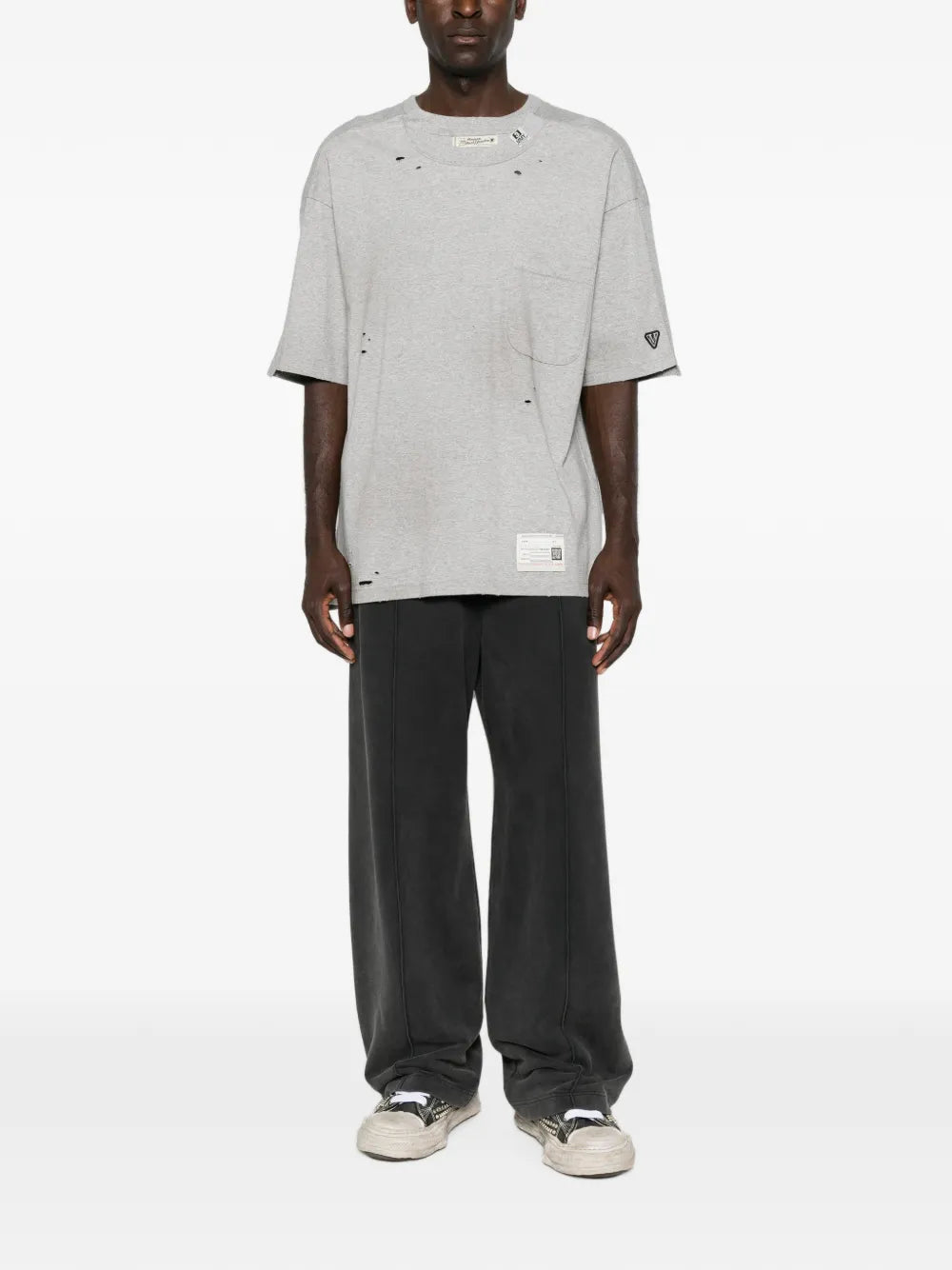Maison MIHARA YASUHIRO playera con efecto envejecido y detalle a capas - gris