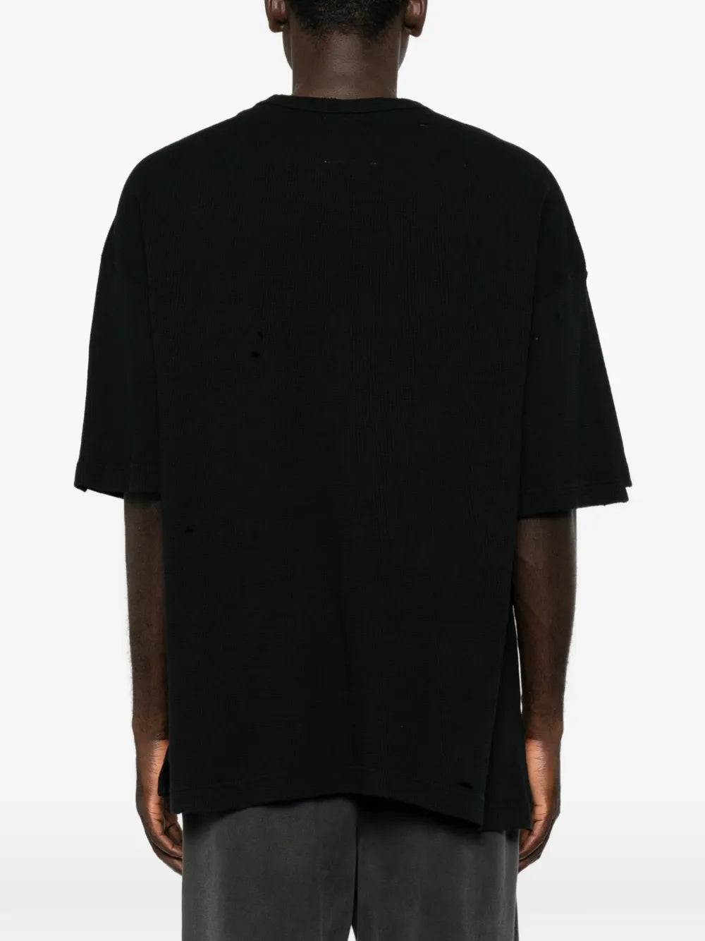 Maison MIHARA YASUHIRO playera con efecto envejecido y cuello a capas - negro