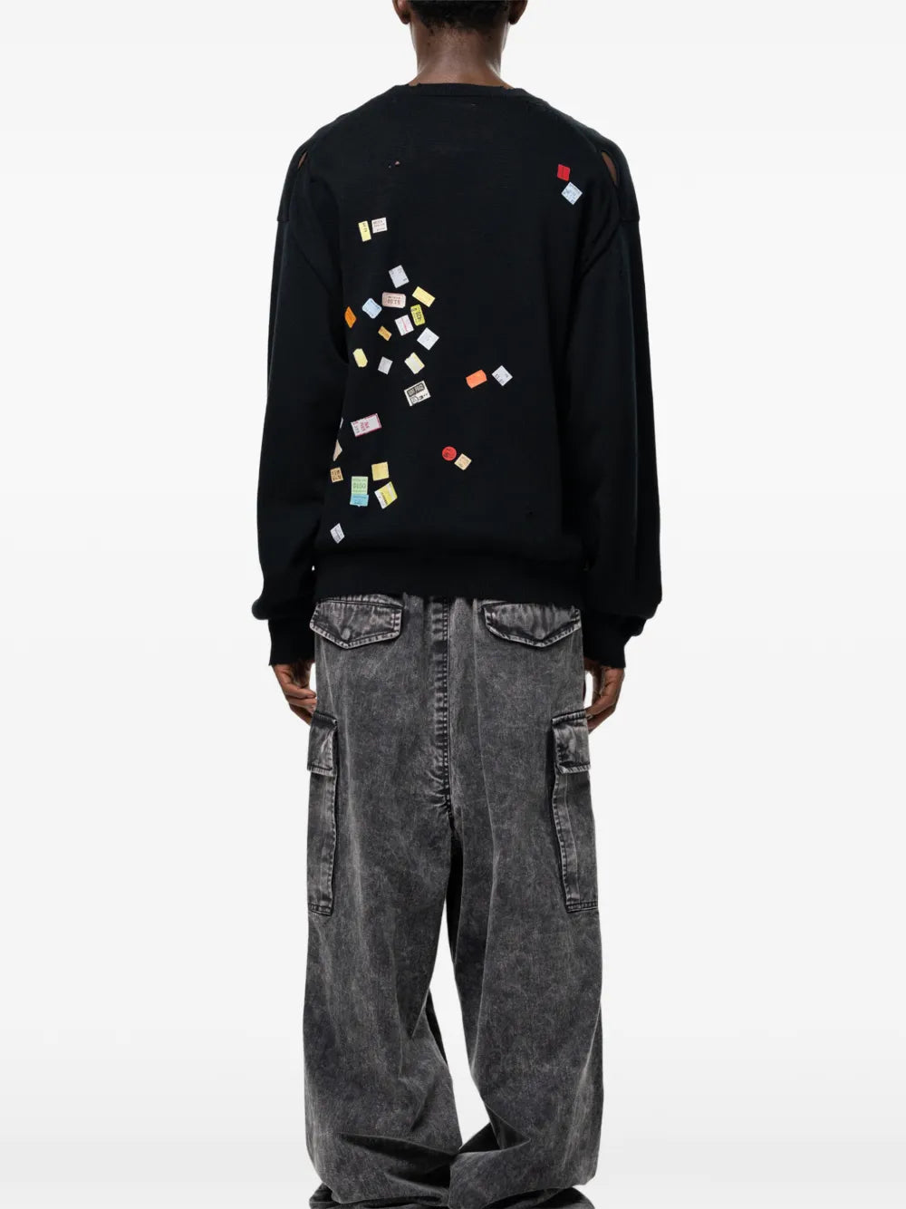 Maison MIHARA YASUHIRO jersey de punto con estampado Price Tag Sticker - negro