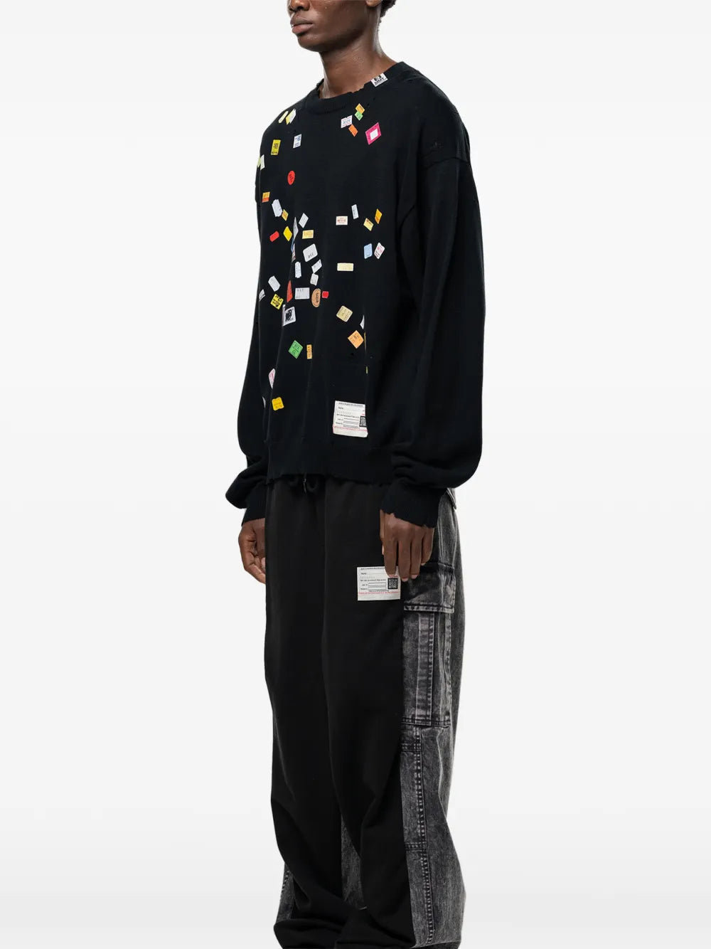 Maison MIHARA YASUHIRO jersey de punto con estampado Price Tag Sticker - negro
