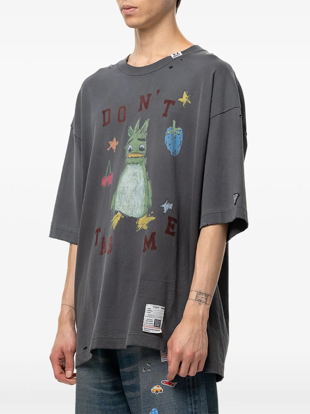 Maison MIHARA YASUHIRO camiseta estampada con dibujo de Leon - gris