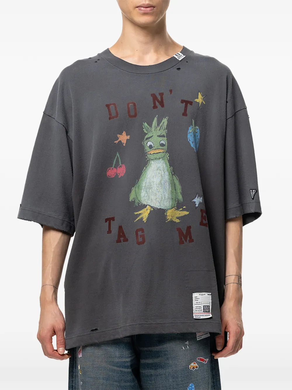 Maison MIHARA YASUHIRO camiseta estampada con dibujo de Leon - gris