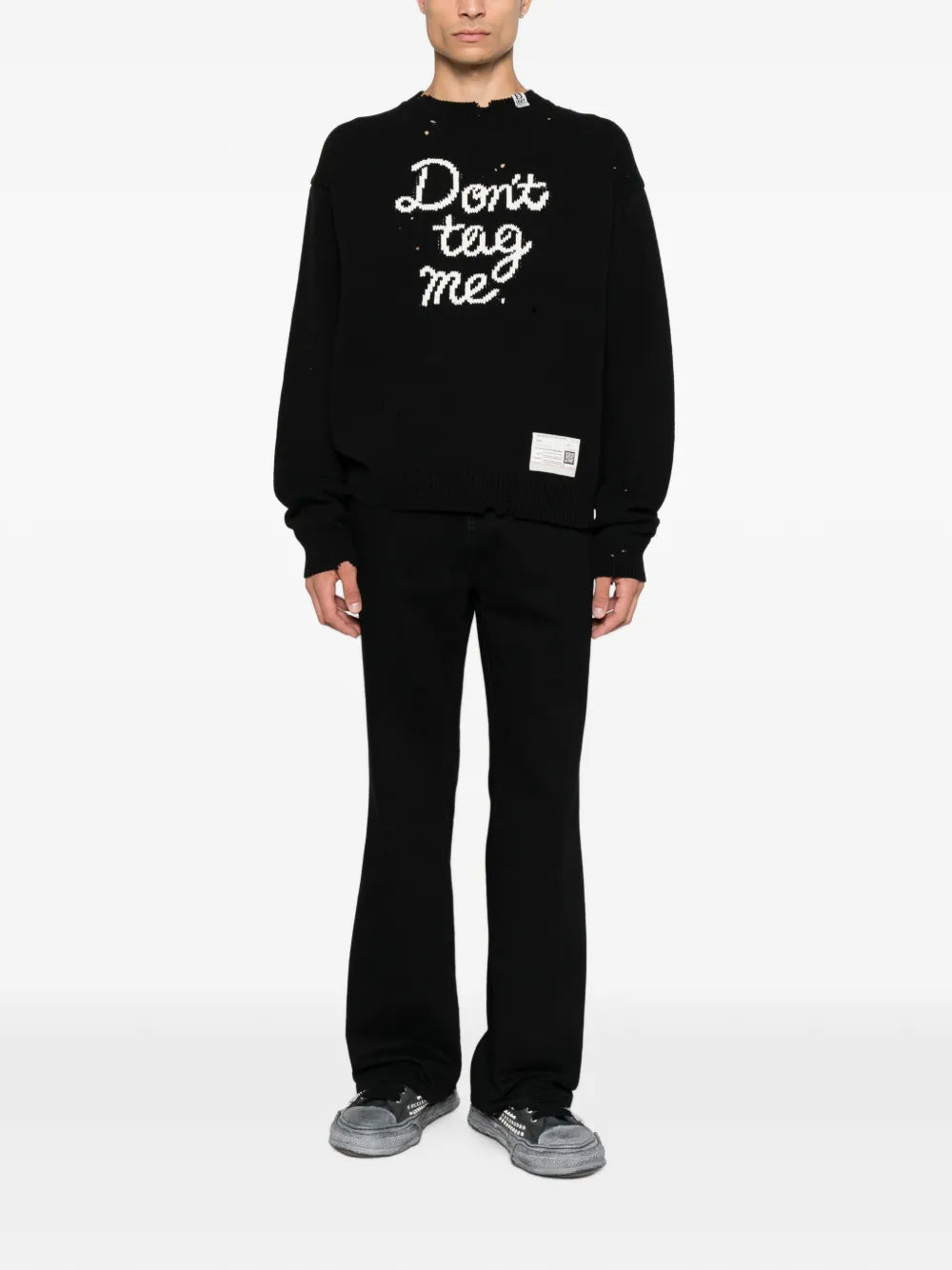 Maison MIHARA YASUHIRO jersey de punto en jacquard con efecto envejecido - negro