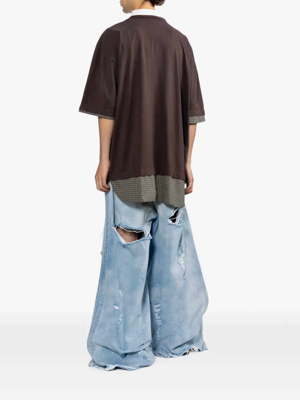 Maison MIHARA YASUHIRO camiseta de tres capas con pato bordado - marrón