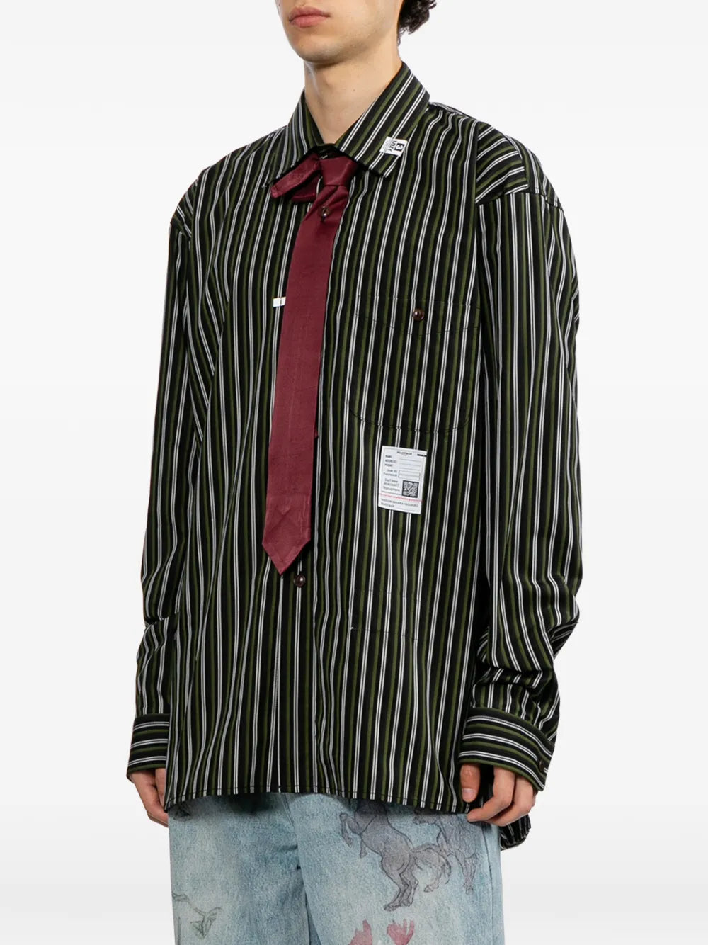 Maison MIHARA YASUHIRO camisa con lazo de manga larga - negro