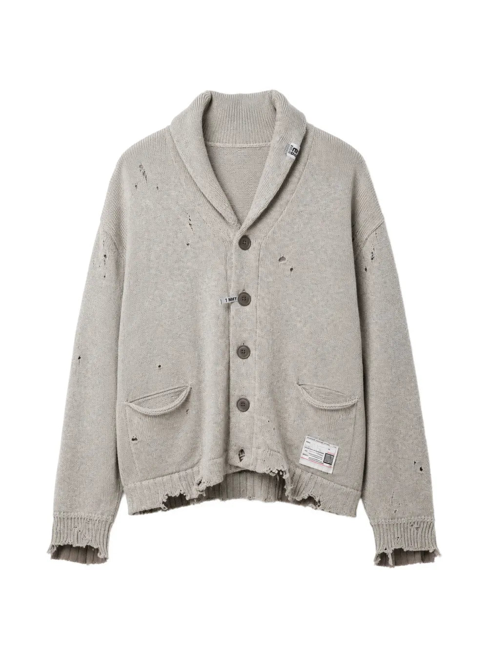 Maison MIHARA YASUHIRO cárdigan tejido combiando con sudadera - gris