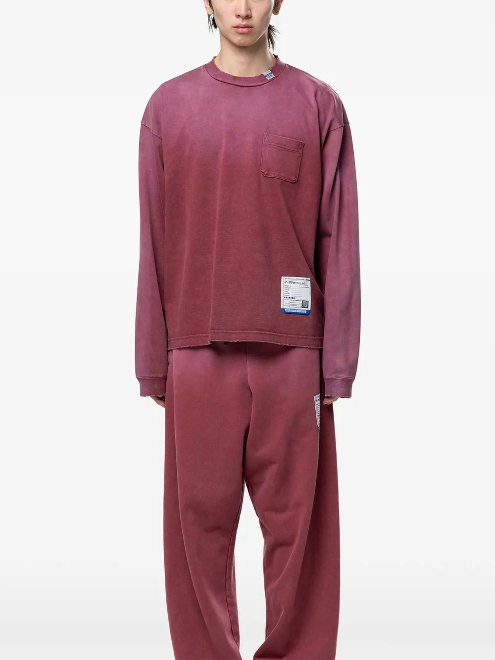 Maison MIHARA YASUHIRO camiseta con efecto envejecido - rojo