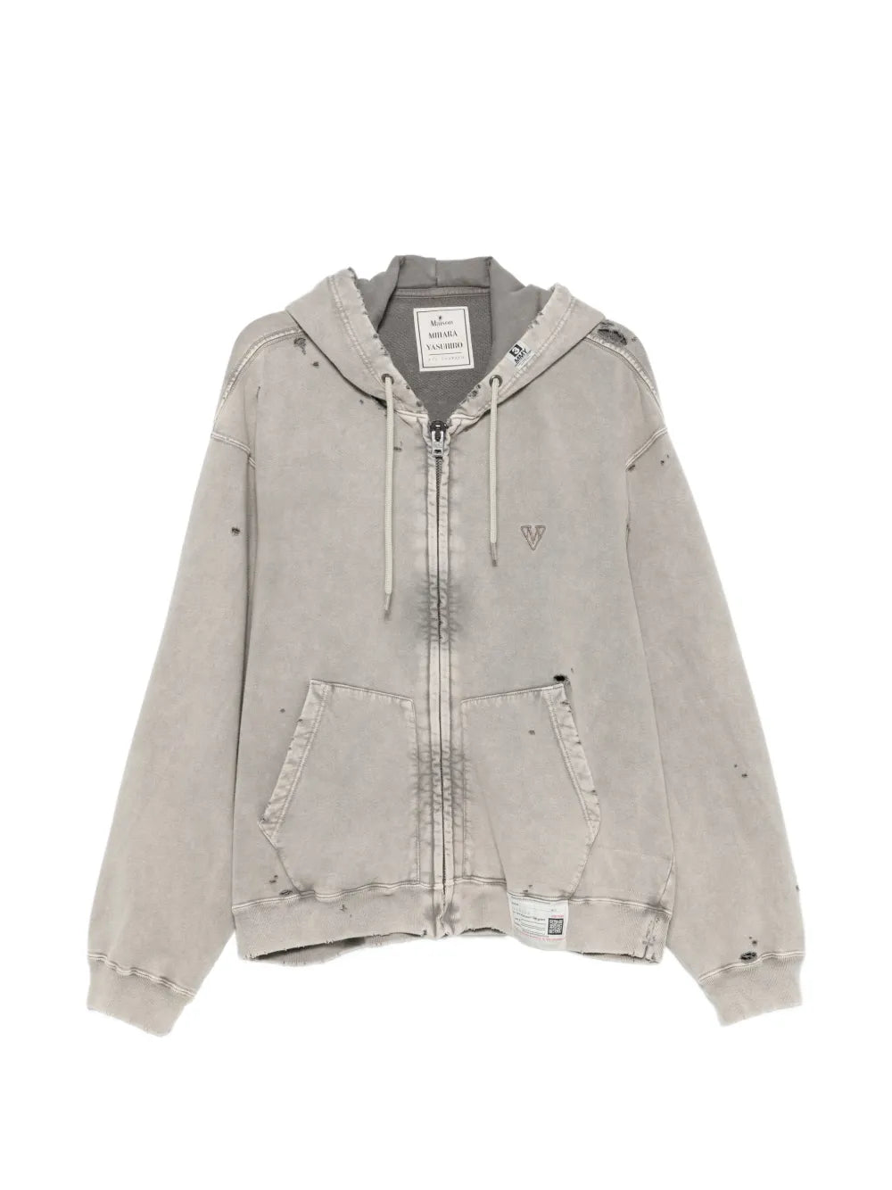 Maison MIHARA YASUHIRO sudadera con capucha y efecto envejecido - gris