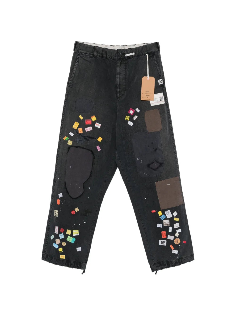 Maison MIHARA YASUHIRO vaqueros con motivo patchwork y estampado de billete - negro