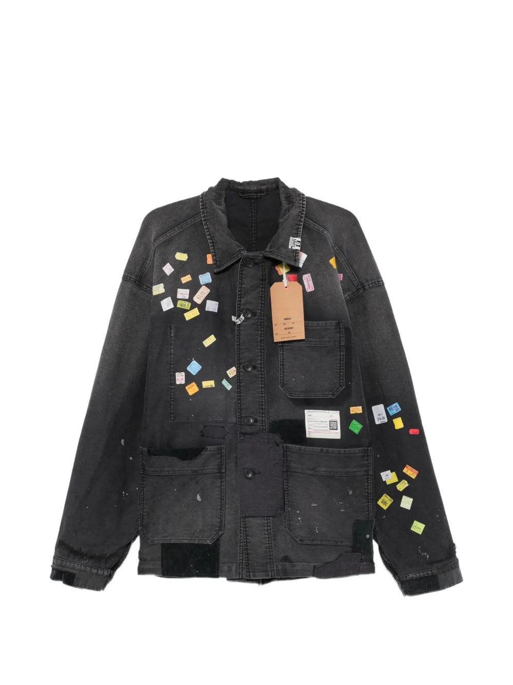 Maison MIHARA YASUHIRO sobrecamisa con pegatinas estampadas y parche - negro