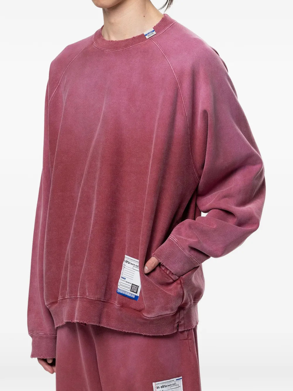 Maison MIHARA YASUHIRO sudadera con efecto envejecido y degradado - rojo