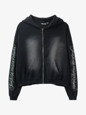 HELLSTAR hoodie con cierre y estampado gráfico negro