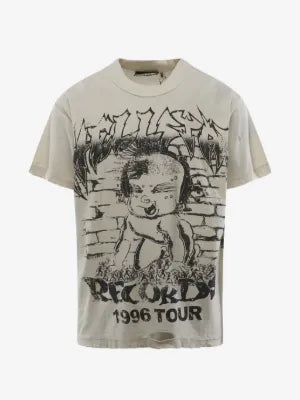 HELLSTAR playera Record Baby con efecto desgastado y estampado gráfico blanco