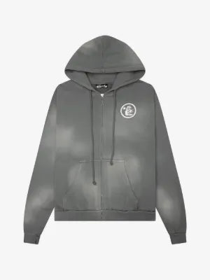 HELLSTAR hoodie con cierre y logo estampado gris
